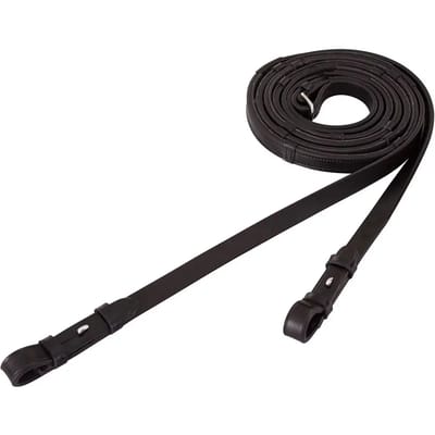 BR Leren Teugel met Rubberen Binnenzijde en Handstops - 16 mm