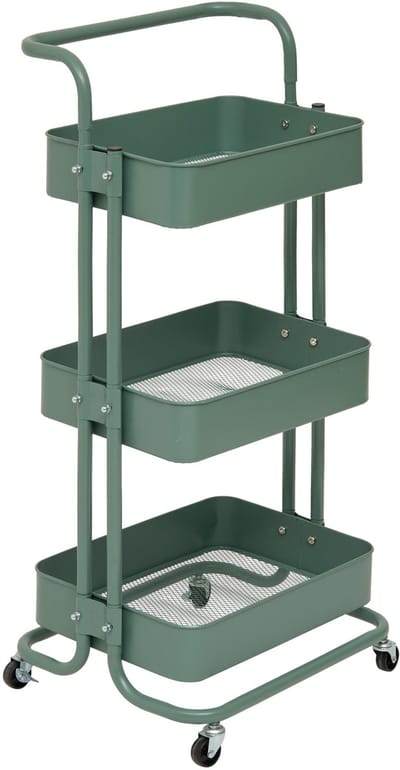5Five Trolley - groen - 3 laags - 45 x 36 x 86 cm - mesh metaal - keuken/badkamer trolley - opbergen