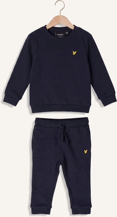 Lyle & Scott Crew Neck & Jogger Set Truien & Vesten Jongens - Sweater - Hoodie - Vest- Donkerblauw - Maat 92/98