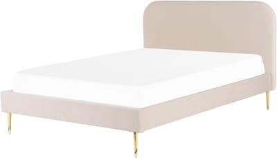 FLAYAT - Tweepersoonsbed - Lichtbeige - 180 x 200 cm - Fluweel