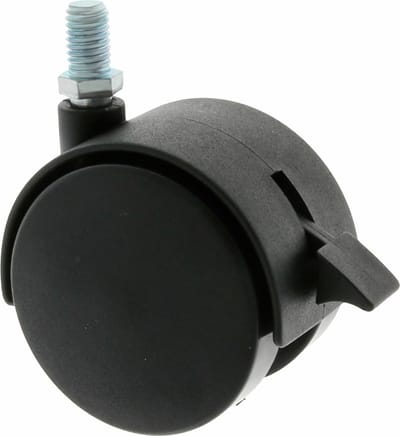 AMIG meubelwiel/zwenkwiel met rem - 1x - D40mm - M6 schroefbevestiging - 35kg - zwart