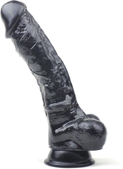 Being fetish® dildo - 25 cm Grote jongen - met ballen - zuignap - siliconen - zwart