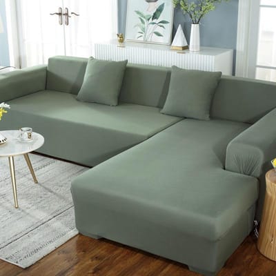 Housses de canapé de couleur unie pour salon housse de canapé élastique housse de canapé extensible canapé en forme de L besoin d'acheter 2 pièces housses 4seat 235-300cm