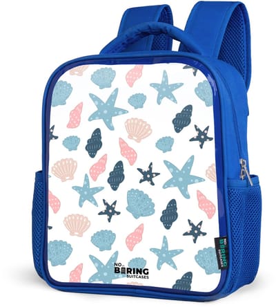 NoBoringSuitcases.com® - Rugzak blauw - Schooltas jongens - Schelpen patroon kleurrijk - Kinder rugtas jongen - Boekentas kind - Kinderrugzak voor school - Schoolrugzak