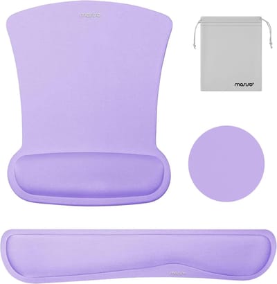 Muismat Set - Polssteun Set - Comfortabel Werken - Set van Vier Stukken - 445 x 8 cm - Paars