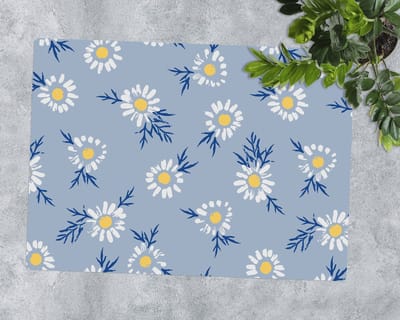 Coloray Vloerbeschermer - Madeliefjespatronen Vloerbeschermer Bureaustoel - 100x70 cm - Blauw Bureau Stoel Mat - Vloerbeschermer PVC - Mótif Vloerbeschermer - Rechthoekige Mat - Natuur Thema