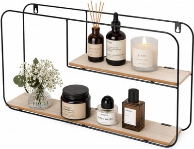 Home & Styling Wandplank / wandrekje Decohome - naturel/zwart - 2 niveaus - 52 x 10 x 29 cm - Foto plank