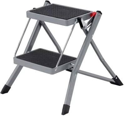 Trapladder 2 Treden - Huishoudtrap Opvouwbaar - Keukentrap Inklapbaar - Anti-slip Treden - Max. 150 kg