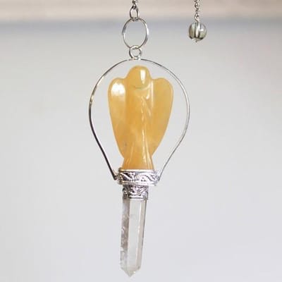 Engelenpendel met ring - Gele kwarts