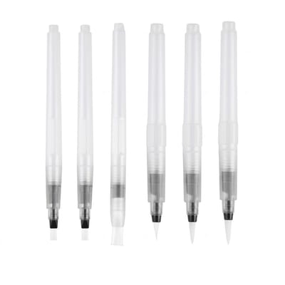 Transparant water brush pennen set 6 stuks aquarel penseel pennen verschillende puntvormen hervulbaar schilder pennen voor kalligrafie tekenen en schilderen