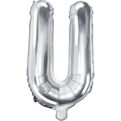 Partydeco - Folieballon Zilver Letter U (35 cm)