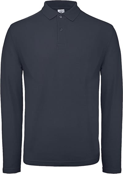 Men's Long Sleeve Polo ID.001 Donkerblauw merk B&C maat S