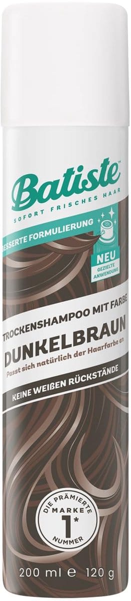 Batiste Droogshampoo Dark Hair – 200 ml – Droogshampoo met Kleur – Voor Donker Haar – Geen Witte Waas – Verfrist & Geeft Volume