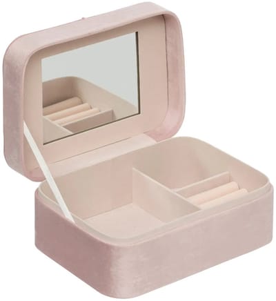 Atmosphera Sieradenkistje Bijou - 15 x 9 x 21 cm - roze - Juwelenkistje met deksel - met spiegel en vakjes indeling
