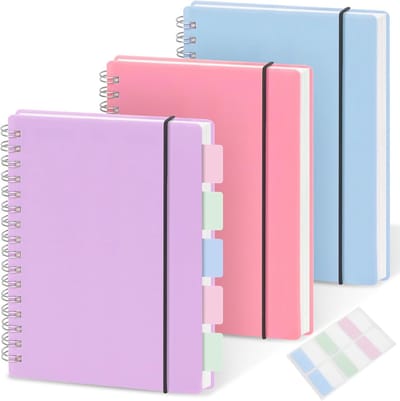 3-pack A6 Spiraalnotities | 4,3x5,7 inch | 100gsm Rasterpapier | 80 Vellen | Compact & Stevig