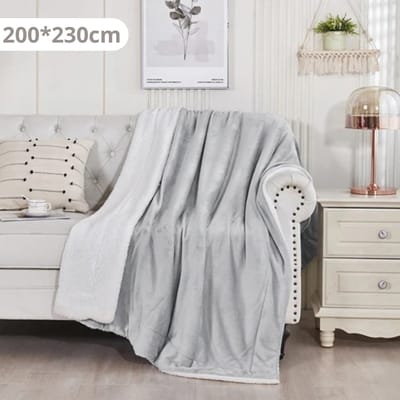 Bovista Deken - Pluche - Wollen - Dekentje - Fleece - Plaid - Knuffeldeken - Bank Deken - 2 Persoons Extra Groot - Licht Grijs