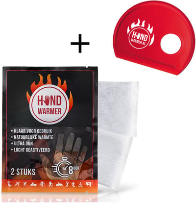 Handwarmers 24 stuks (12 paar) voor o.a. fietsen, wandelen, skiën, vissen of om buiten comfortabel naar een wedstrijd te kijken - 8 uur warmte ** Inclusief IJskrabber