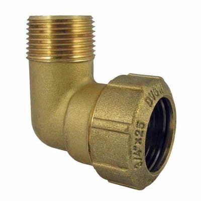 Messing PE Koppeling 90° Hoek, 32mm x 1 inch