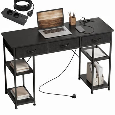 HOMCOM Bureau met planken - Spaanplaat - 120x40x76cm - Zwart