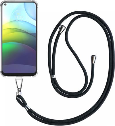 Telefoonhoesje Geschikt voor Motorola Moto G9 Power Transparant ShockProof met Afneembaar Universeel Telefoonkoord - Cover Case Siliconen ShockProof with Lanyard - Smartphonica geschikt voor Motorola Moto G9 Power