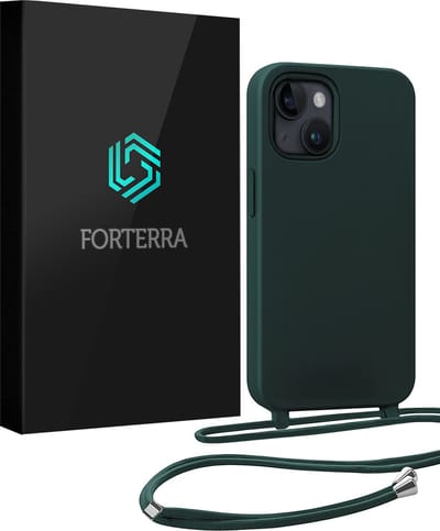 Hoesje Geschikt voor iPhone 13 Mini Case Siliconen Hoes Met Koord - Hoes Geschikt voor iPhone 13 Mini Met Telefoonkoord Hoesje Backcover - Donkergroen