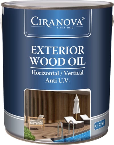 Ciranova Exterior Wood Oil - 2,5 liter - Naturel - Transparant - Houtolie - Onderhoud zonder schuren - Buitenolie voor alle houtsoorten: Douglas, Bangkirai, Ayous, Fraké en meer