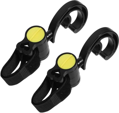 2 stuks universele haken voor tassen voor kinderwagens, draaibare hanger voor kinderwagentassen, stevig multifunctioneel accessoire voor winkelen en luiers, sterk clipontwerp