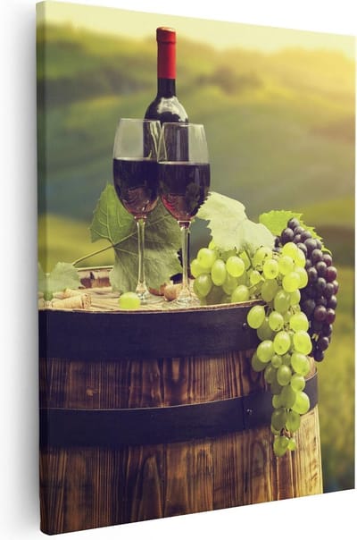Artaza Canvas Schilderij Toscane - 40x50 cm - Wanddecoratie Wijngaard - Muurdecoratie Landschap - Kamer Accessoires Druiven