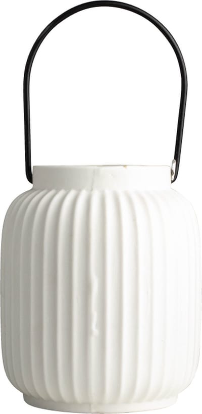 Gusta - LED lantaarn wit - Handig met aan/uit knop - Modern Design - Windlicht - ø12 x 15,5 cm