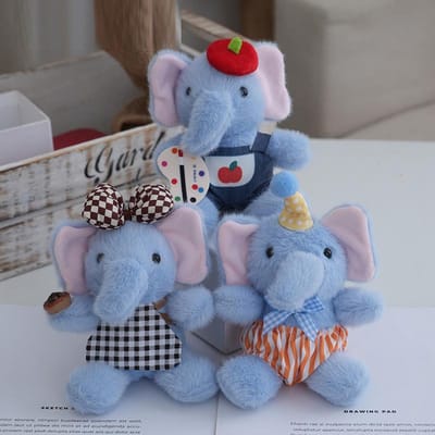 2s/partij 12cm Nieuw Cartoon Dier Kleine Olifant Pluche speelgoed Sleutelhanger Olifant Poppen Hangers Cadeaus voor Koppels gray