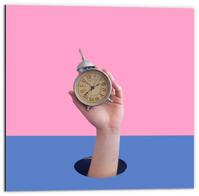 Dibond - Wekkertje in Hand - 50x50cm Foto op Aluminium (Met Ophangsysteem)