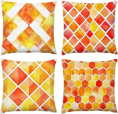 Fluwelen Kussenslopen - Zachte Hoezen - Decoratie Woonkamer - Zichtbare Rits - 60x60 cm - Rasterpatroon
