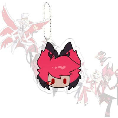 Cartoon Engelstof Hanger Q Versie Standkaart Rugzak Decoratie Prachtige Alastor Student Cartoon Sleutelhanger Mini Figuur Cadeau 4-5cm red