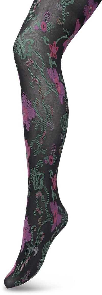Bonnie Doon Bloemen Panty 60 Denier Zwart Dames maat S/M - Bloemenprint - Gebloemd - Print - Gladde Naden - Maximaal Draagcomfort - Floral Ornament Tights - Chique Panty - Feestelijk - Black - BP221905.101
