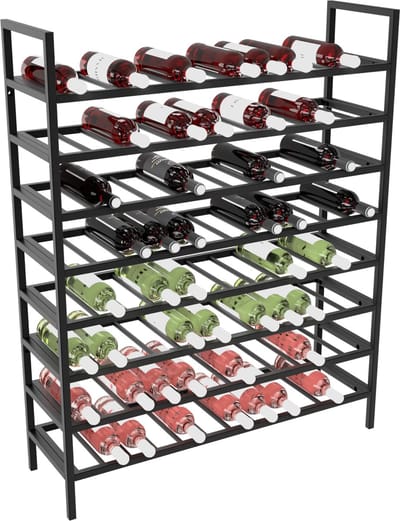 MetaloPro Wijnrek Jerez – Zwart Metalen Flessenrek Voor 96 Wijnflessen, Robuust Design, Ideaal Voor Keuken, Kelder Of Bar – 125×100×30cm