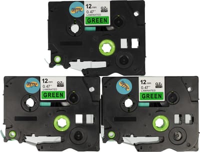 Dappaz - 3 stuks Brother Tze-731 Compatible Label Tape - Zwart op Groen - 12mm x 8m - Geschikt voor Brother P-touch - TZ731