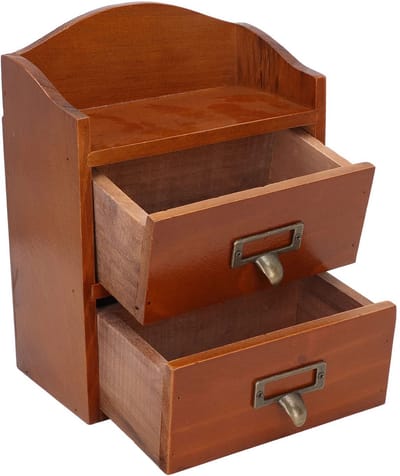 Dailygoods- Sieradendoosje Houten - 2 Lagen - 24,5 x 13 x 18,8 cm - Retro Chinese Stijl - Sieradenopslag - Make-up Organizer - Opbergdoos