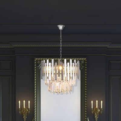 Eko-Light Hanglamp Aspen metaal chroomkleurig glaskristallen hoogte 30 cm