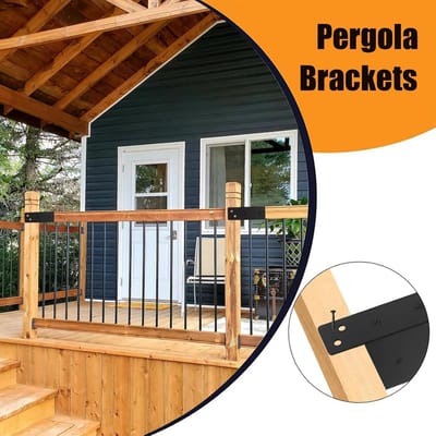 Pergola Beugels - Houtverbinder Set - Buitenconstructie Bouwen - Versterkte Staalconstructie - Voor 2x4 Paal - Zwart