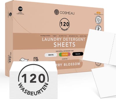 Cosmeau Wasmiddel Wasstrips 100 Wasbeurten G6 - Kersenbloesem Cherry Blossom - Wasvellen - Wasmiddeldoekjes - Detergent Sheets - Wasdoekjes