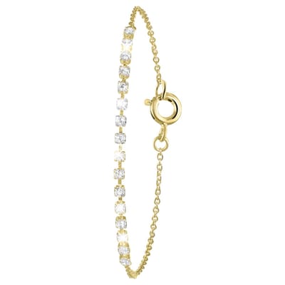 Lucardi Dames Zilveren goldplated sieraden met zirkonia - Armband - 925 Zilver - Goudkleurig - 19 cm