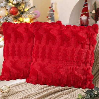 Dailygoods- Kussensloop Set van 2 - Kerst Kussensloop 45x45 cm - Kussenhoes Rood - Decoratie voor Bank/Sofa - Slaapkamer Decoratie
