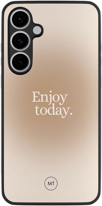 Hoesje geschikt voor Samsung Galaxy S24 FE - Enjoy today - TPU Hard Case Backcover - Beige, Groen - Mooie Telefoonhoesjes