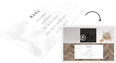 Keukenloper - Loper keuken - Spreuken - Quotes Mama Je Hebt Ons Al - Moederdag cadeautje - Marmer - zwart wit - 120x60 cm - Keukenloper vinyl
