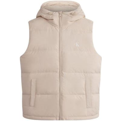 Calvin Klein Outdoor Minimalistisch Bedrukt Donsvest met Capuchon Unisex Vesten Melk J324344-AFC XL white