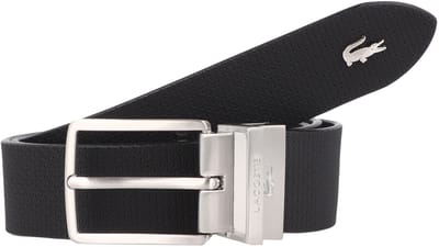 LACOSTE Leren riem Casual Plain Grained Leather Belt W85 Noir zwart
