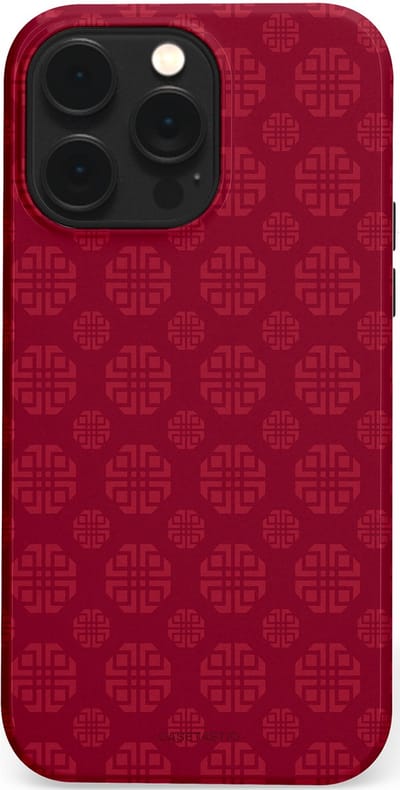 Casetastic Hoesje Geschikt voor Apple iPhone 14 Pro Max Magsafe - Stijlvolle Beschermende Duo-layer Case - Oosters Rood