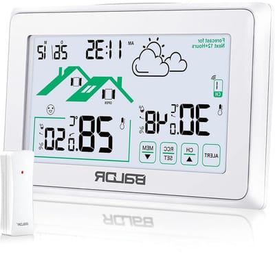 Draadloos Weerstation - Digitale Klok Weersvoorspeller - Thuis Weer Monitoren - Met Buitensensor - 80m Bereik - Wit