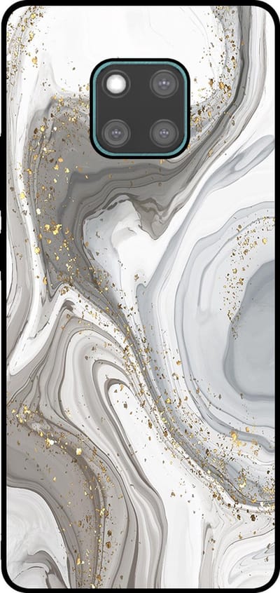 Smartphonica Telefoonhoesje Geschikt voor Huawei Mate 20 Pro met marmer opdruk - TPU backcover case marble design - Zilver geschikt voor Huawei Mate 20 Pro