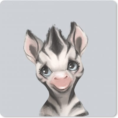 Muismat 20x20 cm - Mousepad Zebra - Jungle - Grijs - Muismatten